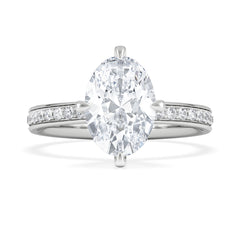 Origin Twist 2.00ct Oval Cut Lab Diamond Solitaire Engagement Ring with Side Stones in 18K White Gold