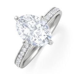 Origin Twist 2.00ct Oval Cut Lab Diamond Solitaire Engagement Ring with Side Stones in 18K White Gold