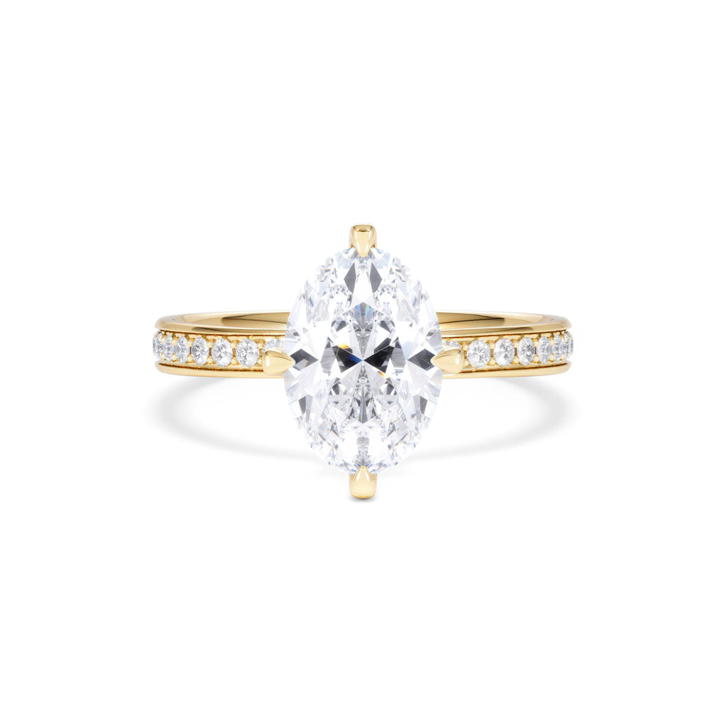 Origin Twist 2.00ct Oval Cut Lab Diamond Solitaire Engagement Ring with Side Stones in 18K Yellow Gold
