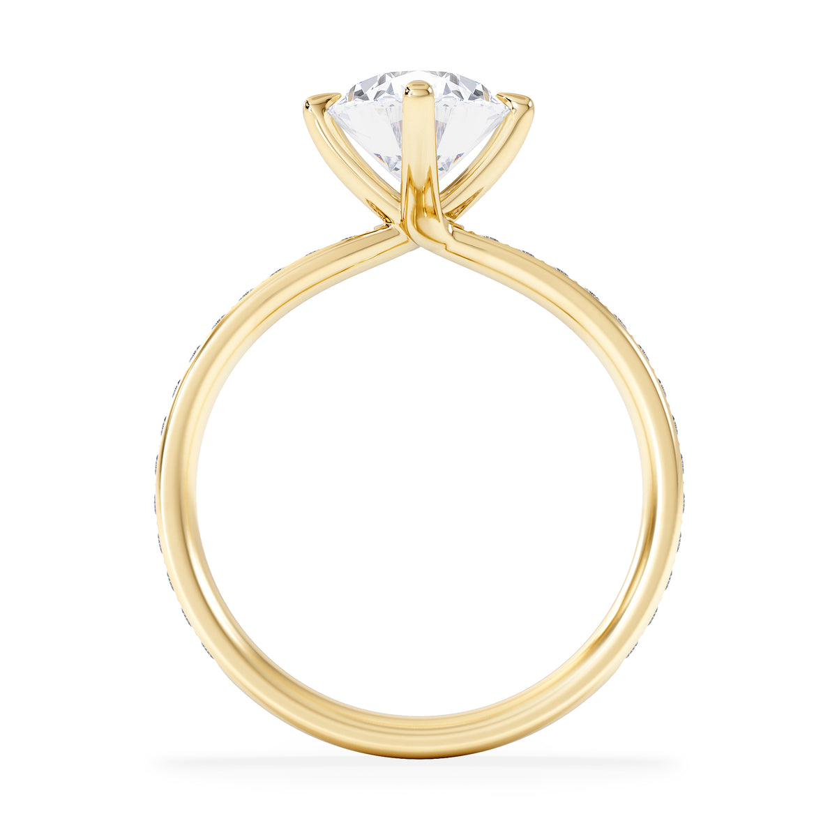 Origin Twist 2.00ct Oval Cut Lab Diamond Solitaire Engagement Ring with Side Stones in 18K Yellow Gold