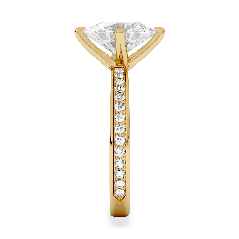 Origin Twist 2.00ct Oval Cut Lab Diamond Solitaire Engagement Ring with Side Stones in 18K Yellow Gold