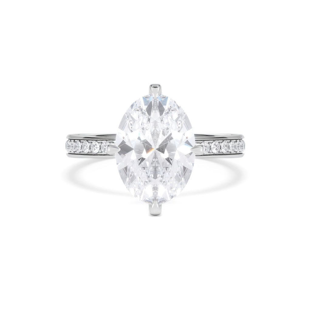 Origin Twist 3.00ct Oval Cut Lab Diamond Solitaire Engagement Ring with Side Stones in Platinum