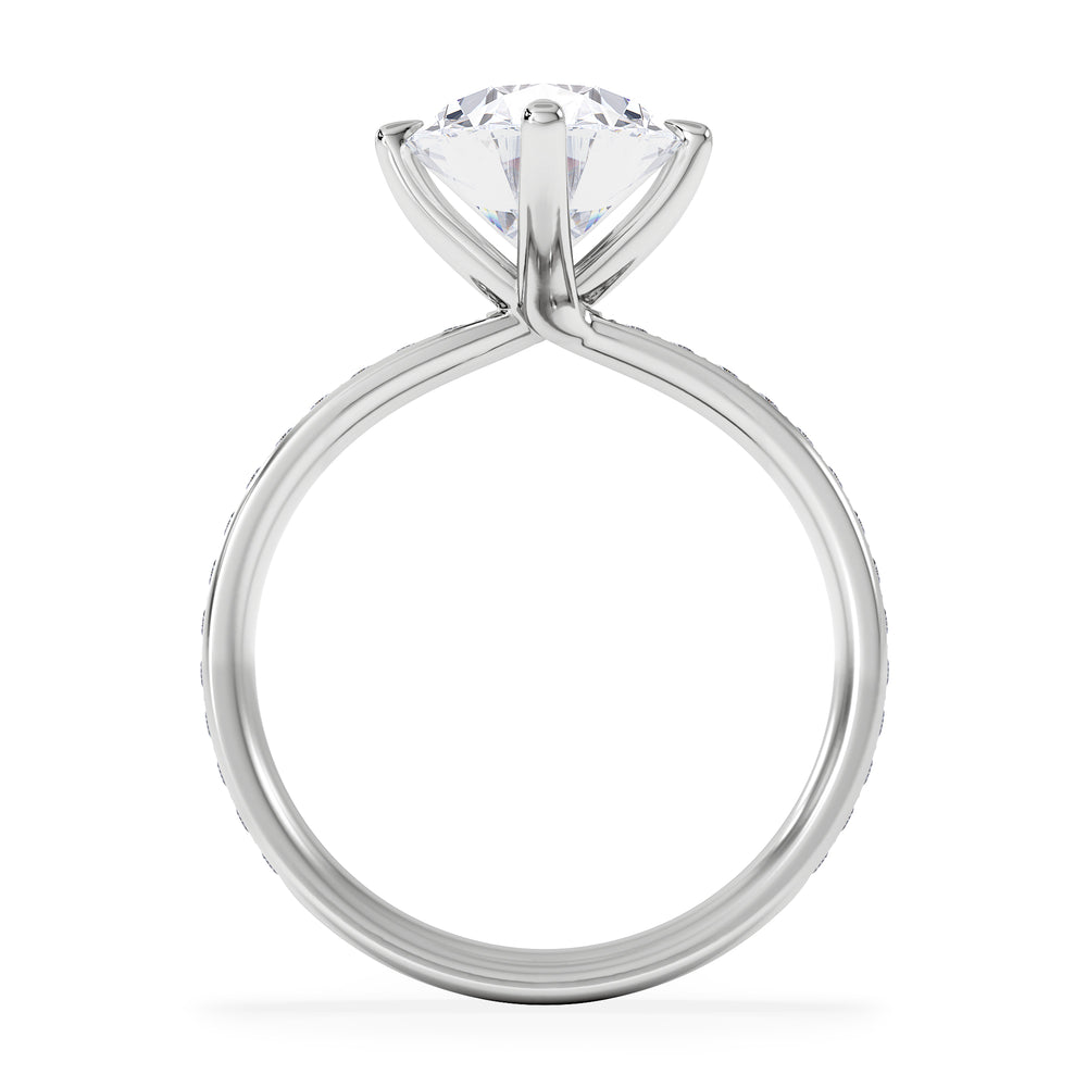 Origin Twist 3.00ct Oval Cut Lab Diamond Solitaire Engagement Ring with Side Stones in 18K White Gold