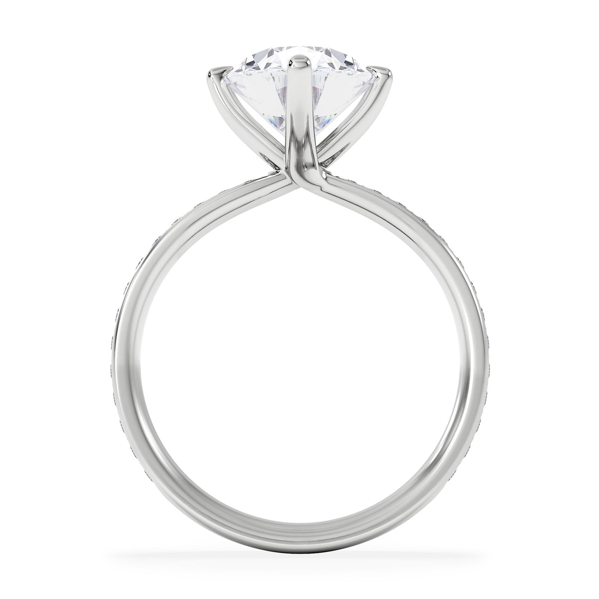 Origin Twist 3.00ct Oval Cut Lab Diamond Solitaire Engagement Ring with Side Stones in 18K White Gold
