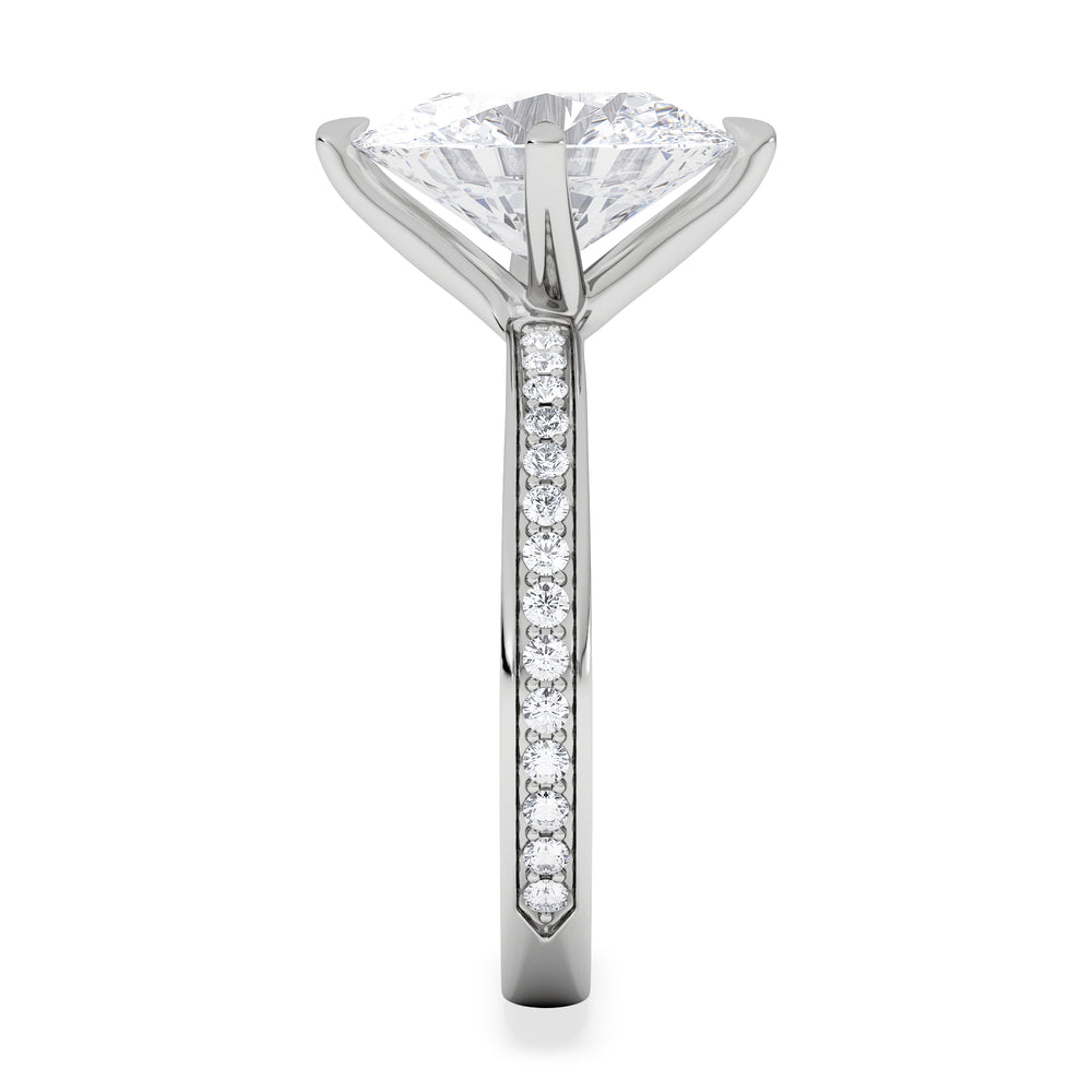 Origin Twist 3.00ct Oval Cut Lab Diamond Solitaire Engagement Ring with Side Stones in 18K White Gold