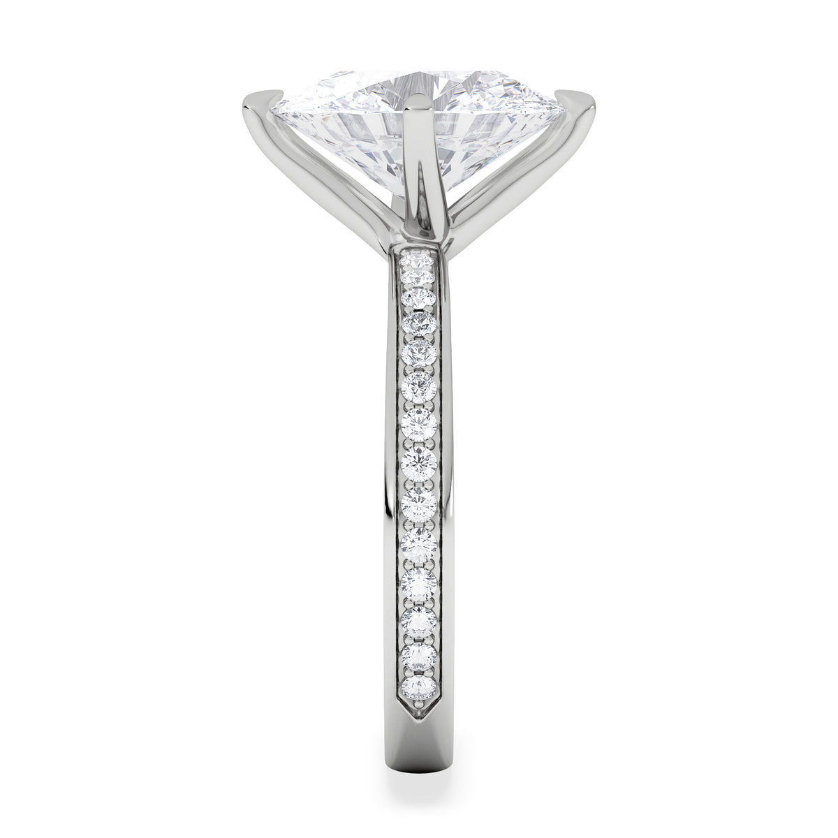 Origin Twist 3.00ct Oval Cut Lab Diamond Solitaire Engagement Ring with Side Stones in 18K White Gold