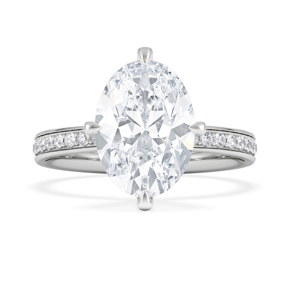 Origin Twist 3.00ct Oval Cut Lab Diamond Solitaire Engagement Ring with Side Stones in 18K White Gold