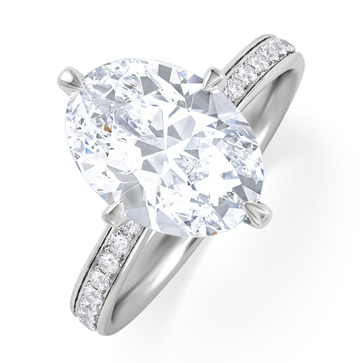 Origin Twist 3.00ct Oval Cut Lab Diamond Solitaire Engagement Ring with Side Stones in Platinum