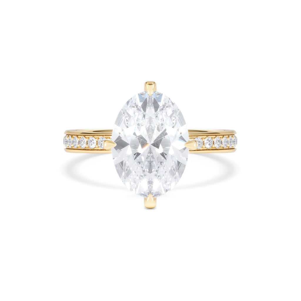 Origin Twist 3.00ct Oval Cut Lab Diamond Solitaire Engagement Ring with Side Stones in 18K Yellow Gold