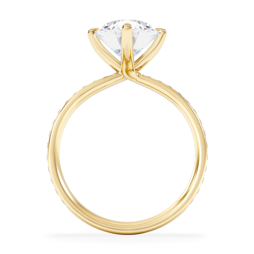 Origin Twist 3.00ct Oval Cut Lab Diamond Solitaire Engagement Ring with Side Stones in 18K Yellow Gold