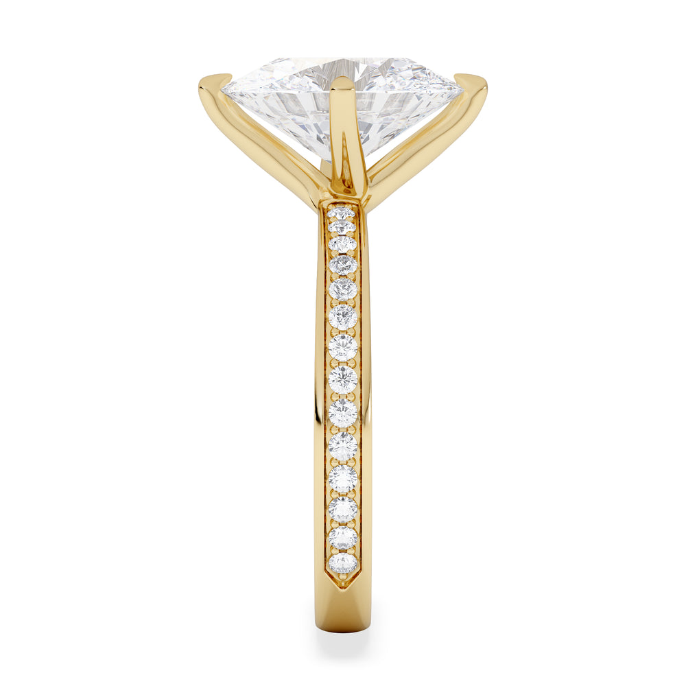 Origin Twist 3.00ct Oval Cut Lab Diamond Solitaire Engagement Ring with Side Stones in 18K Yellow Gold