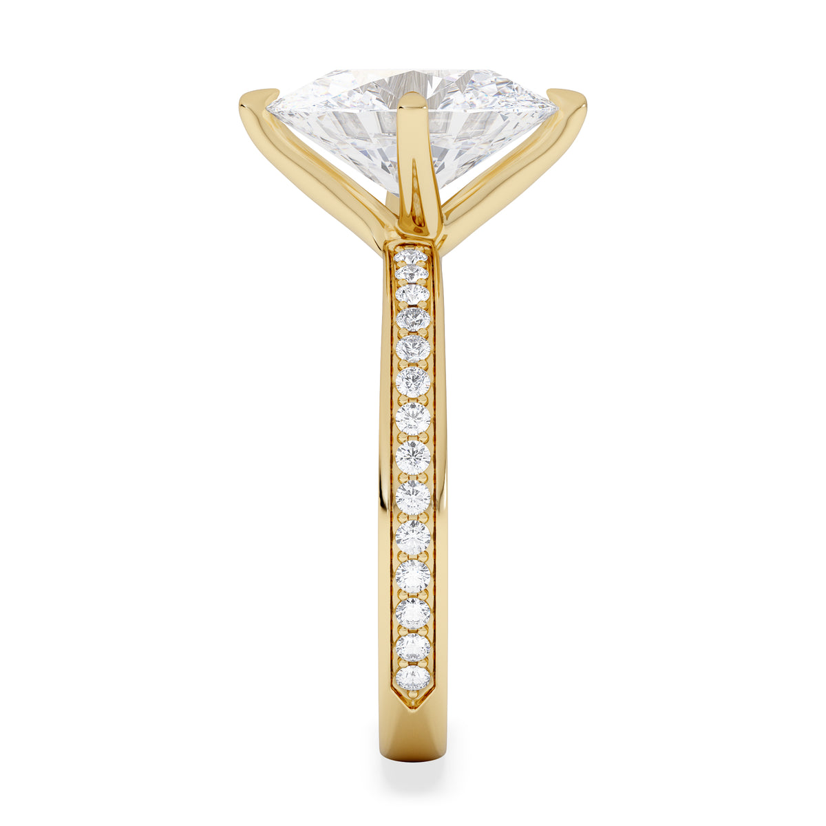 Origin Twist 3.00ct Oval Cut Lab Diamond Solitaire Engagement Ring with Side Stones in 18K Yellow Gold