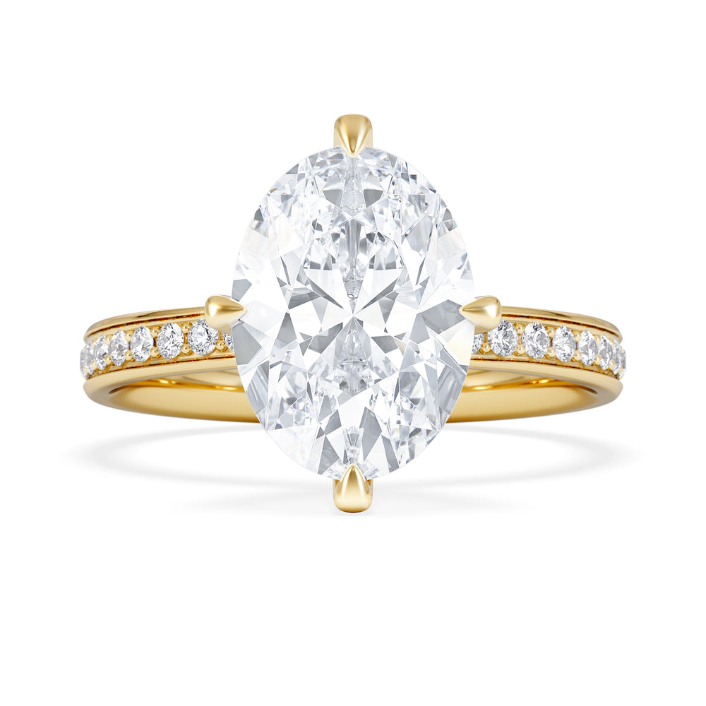Origin Twist 3.00ct Oval Cut Lab Diamond Solitaire Engagement Ring with Side Stones in 18K Yellow Gold