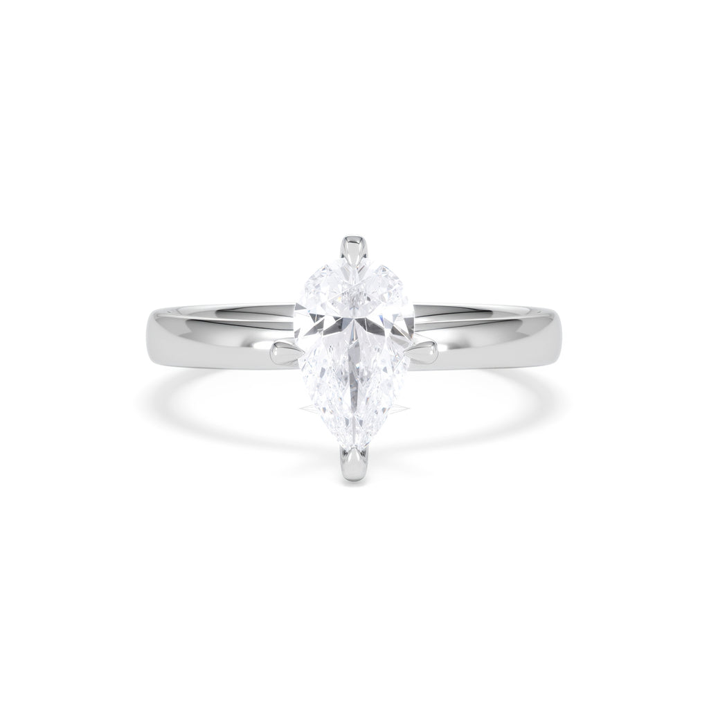 Origin Twist 1.00ct Pear Cut Lab Diamond Solitaire Engagement Ring in 18K White Gold