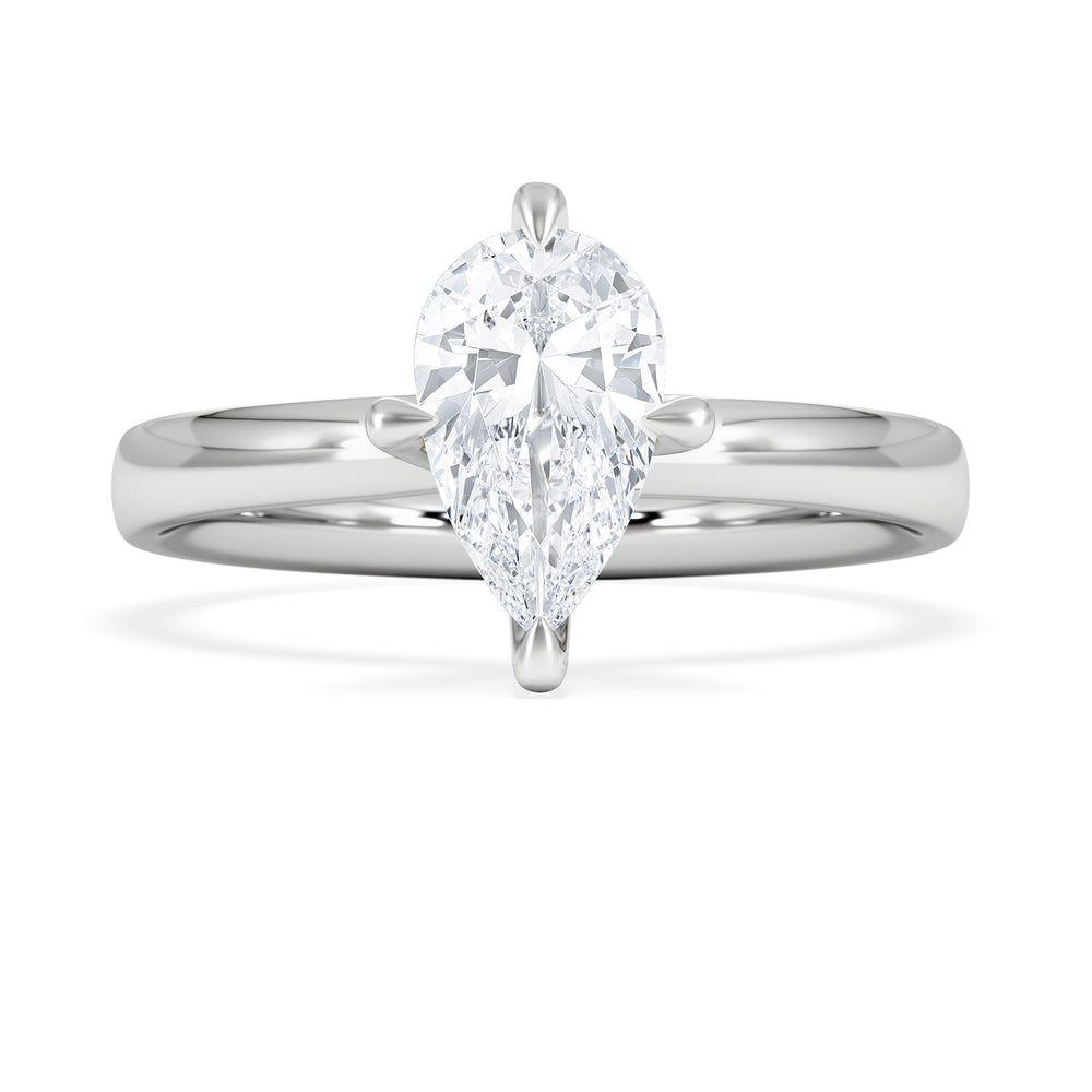 Origin Twist 1.00ct Pear Cut Lab Diamond Solitaire Engagement Ring in 18K White Gold