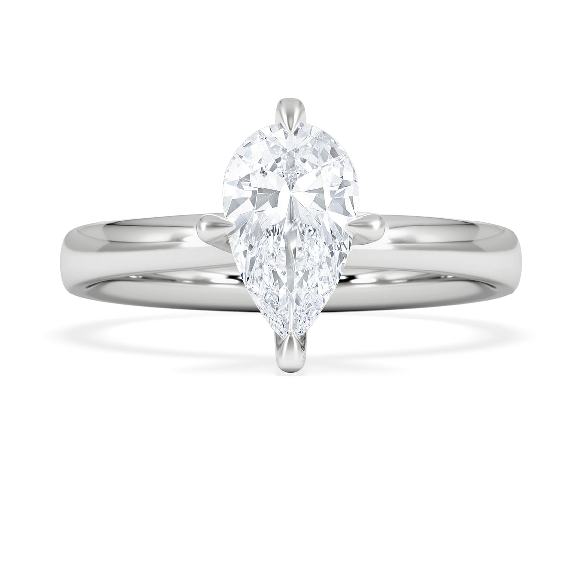 Origin Twist 1.00ct Pear Cut Lab Diamond Solitaire Engagement Ring in 18K White Gold
