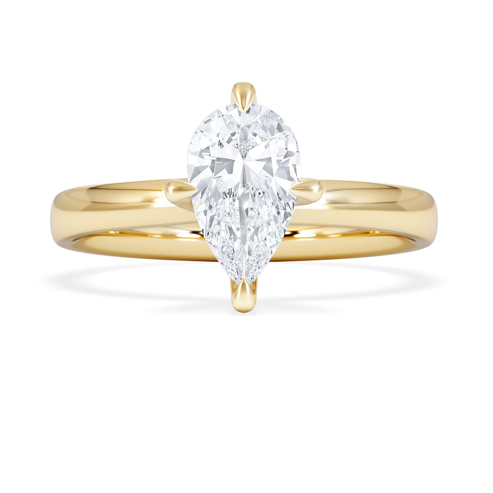 Origin Twist 1.00ct Pear Cut Lab Diamond Solitaire Engagement Ring in 18K Yellow Gold