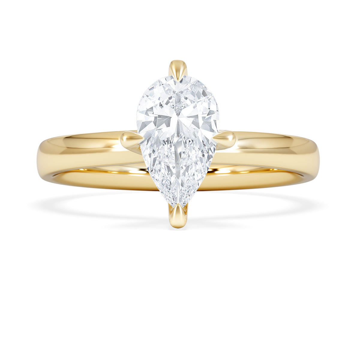 Origin Twist 1.00ct Pear Cut Lab Diamond Solitaire Engagement Ring in 18K Yellow Gold