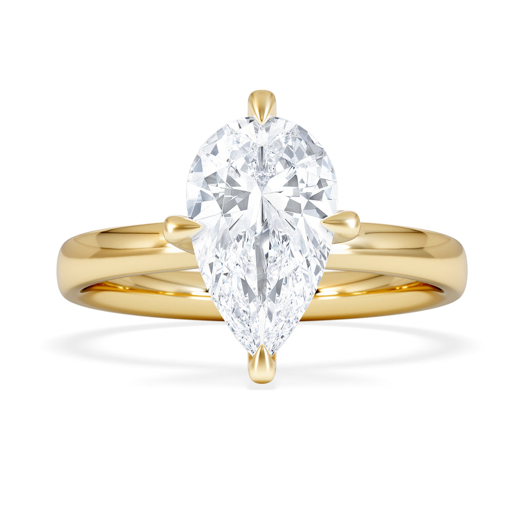 Origin Twist 2.00ct Pear Cut Lab Diamond Solitaire Engagement Ring in 18K Yellow Gold