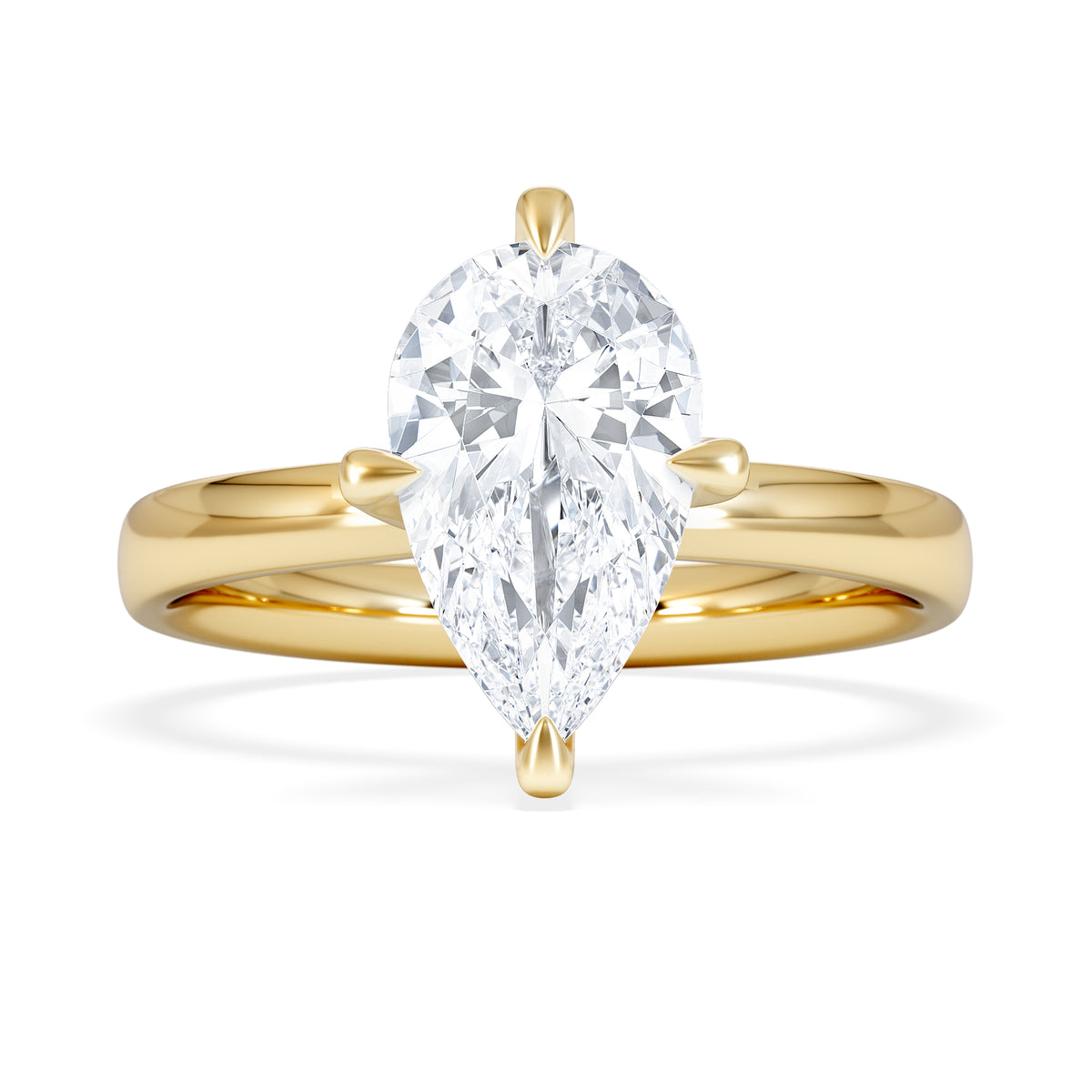 Origin Twist 2.00ct Pear Cut Lab Diamond Solitaire Engagement Ring in 18K Yellow Gold