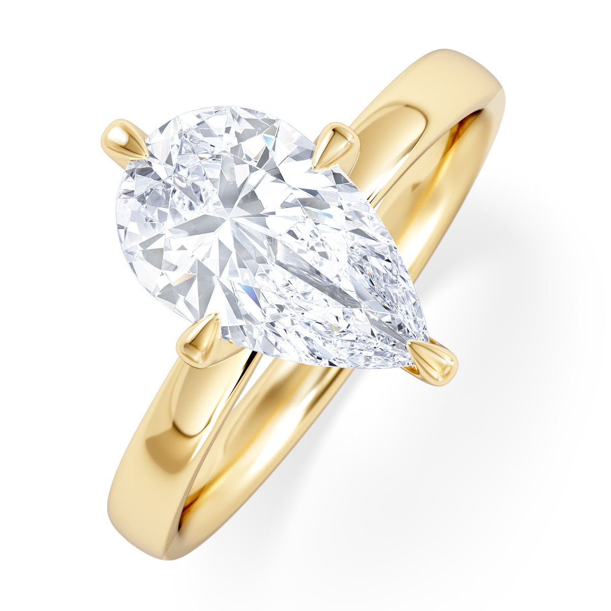 Origin Twist 2.00ct Pear Cut Lab Diamond Solitaire Engagement Ring in 18K Yellow Gold