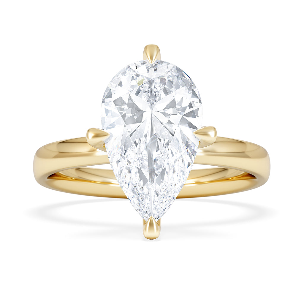 Origin Twist 3.00ct Pear Cut Lab Diamond Solitaire Engagement Ring in 18K Yellow Gold
