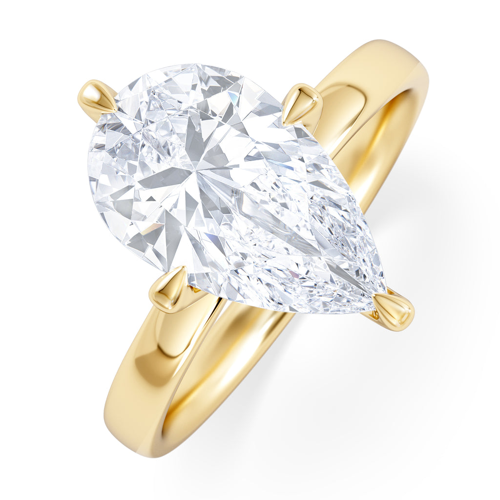 Origin Twist 3.00ct Pear Cut Lab Diamond Solitaire Engagement Ring in 18K Yellow Gold