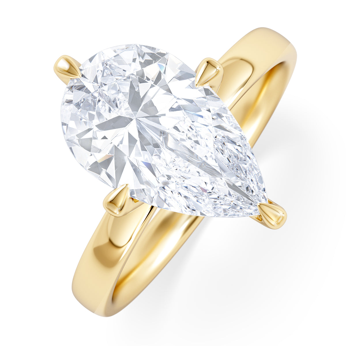 Origin Twist 3.00ct Pear Cut Lab Diamond Solitaire Engagement Ring in 18K Yellow Gold