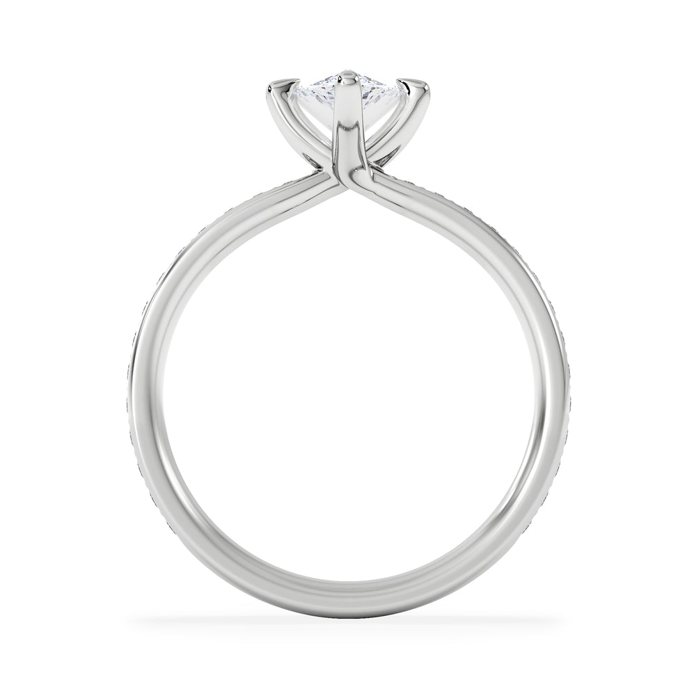 Origin Twist 1.00ct Pear Cut Lab Diamond Solitaire Engagement Ring with Side Stones in Platinum