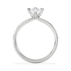 Origin Twist 1.00ct Pear Cut Lab Diamond Solitaire Engagement Ring with Side Stones in 18K White Gold