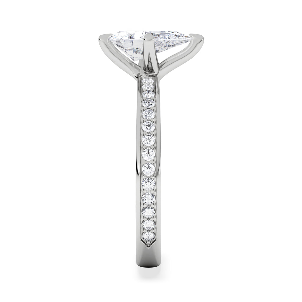 Origin Twist 1.00ct Pear Cut Lab Diamond Solitaire Engagement Ring with Side Stones in 18K White Gold