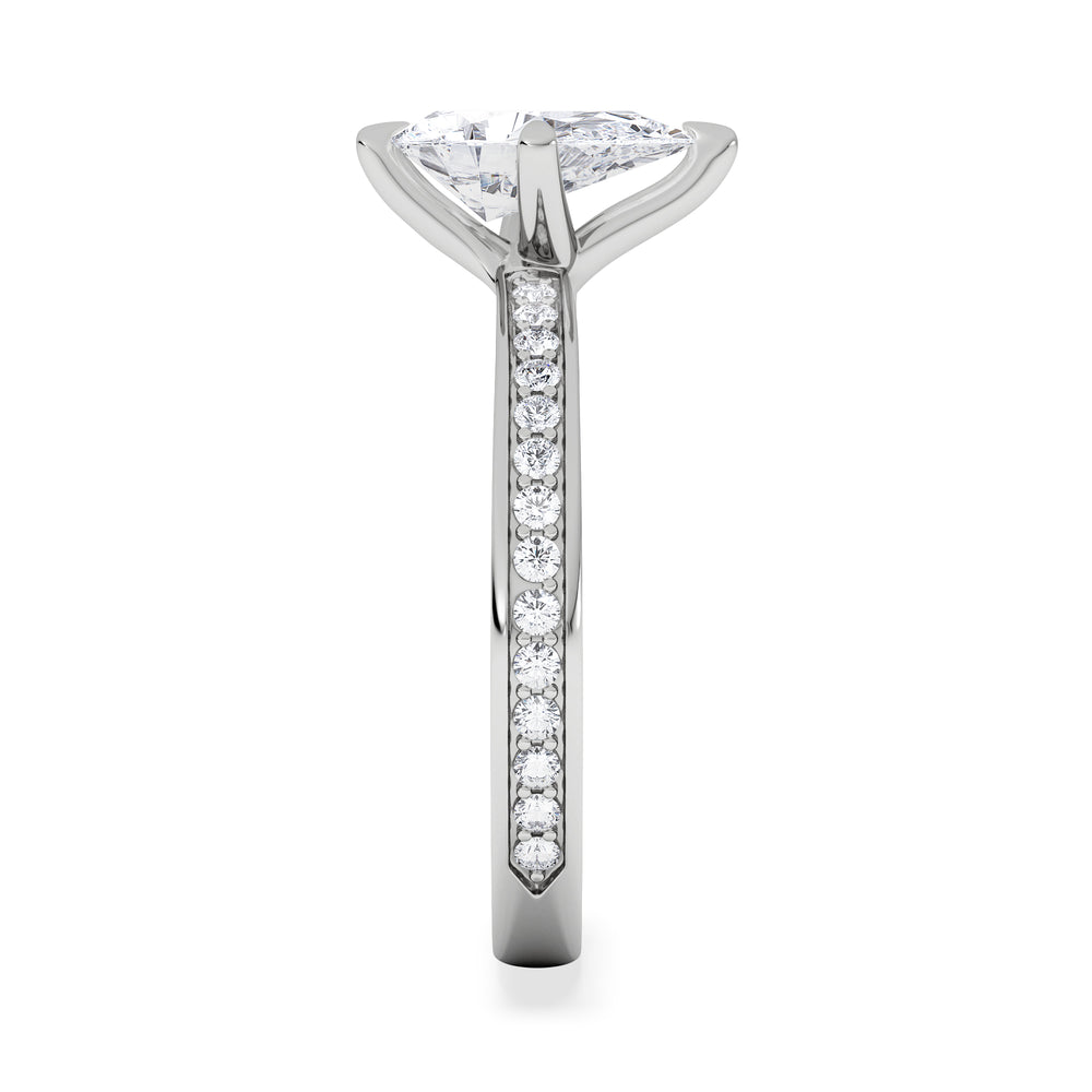 Origin Twist 1.00ct Pear Cut Lab Diamond Solitaire Engagement Ring with Side Stones in Platinum