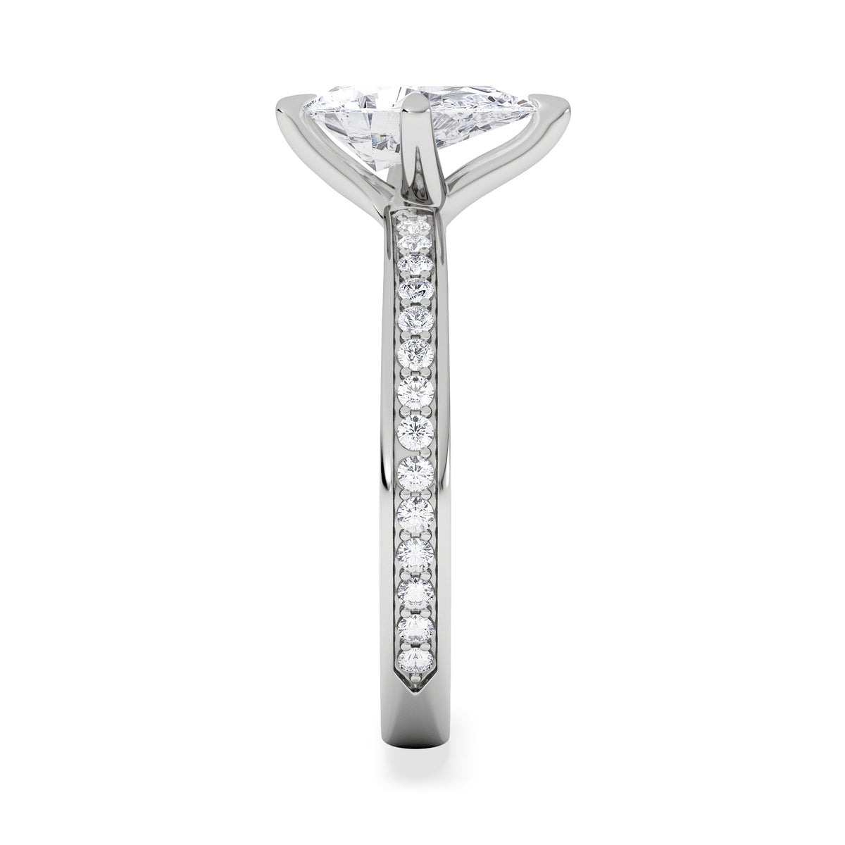 Origin Twist 1.00ct Pear Cut Lab Diamond Solitaire Engagement Ring with Side Stones in Platinum