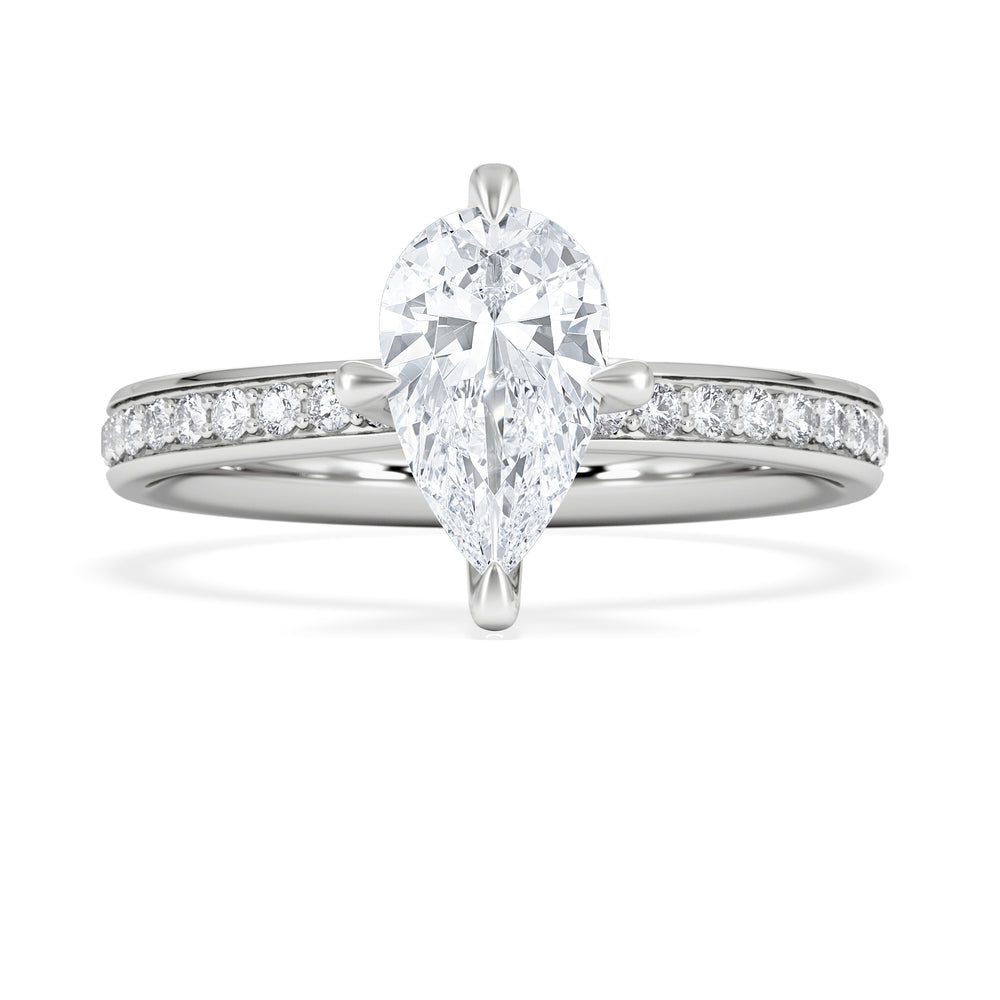Origin Twist 1.00ct Pear Cut Lab Diamond Solitaire Engagement Ring with Side Stones in Platinum