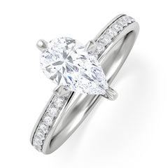 Origin Twist 1.00ct Pear Cut Lab Diamond Solitaire Engagement Ring with Side Stones in Platinum