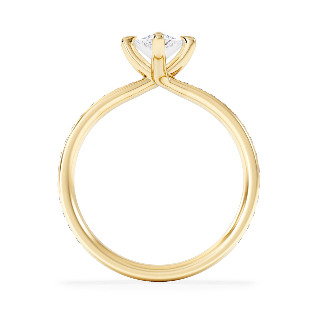 Origin Twist 1.00ct Pear Cut Lab Diamond Solitaire Engagement Ring with Side Stones in 18K Yellow Gold