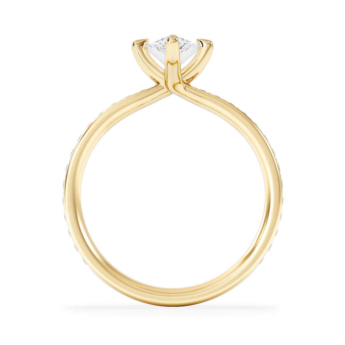 Origin Twist 1.00ct Pear Cut Lab Diamond Solitaire Engagement Ring with Side Stones in 18K Yellow Gold