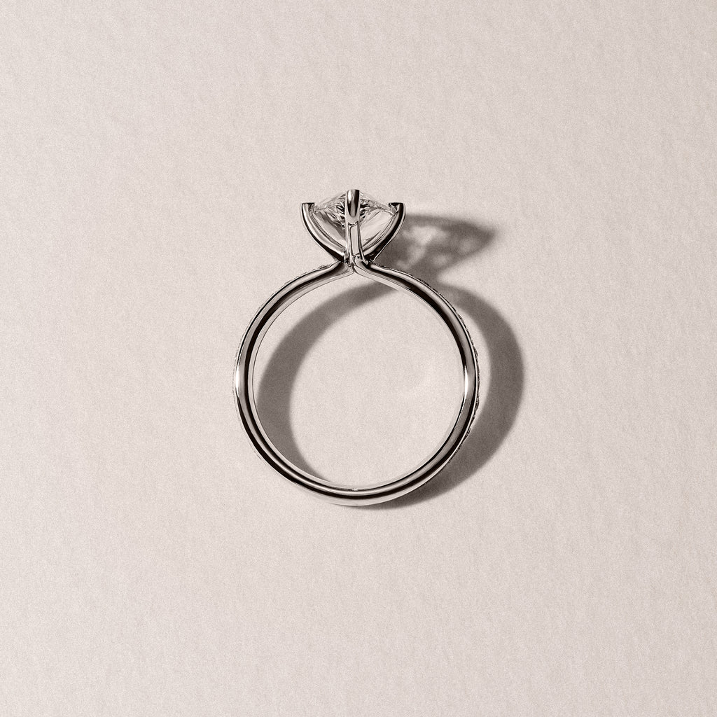 Origin Twist 2.00ct Pear Cut Lab Diamond Solitaire Engagement Ring with Side Stones in 18K White Gold