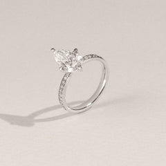 Origin Twist 2.00ct Pear Cut Lab Diamond Solitaire Engagement Ring with Side Stones in 18K White Gold