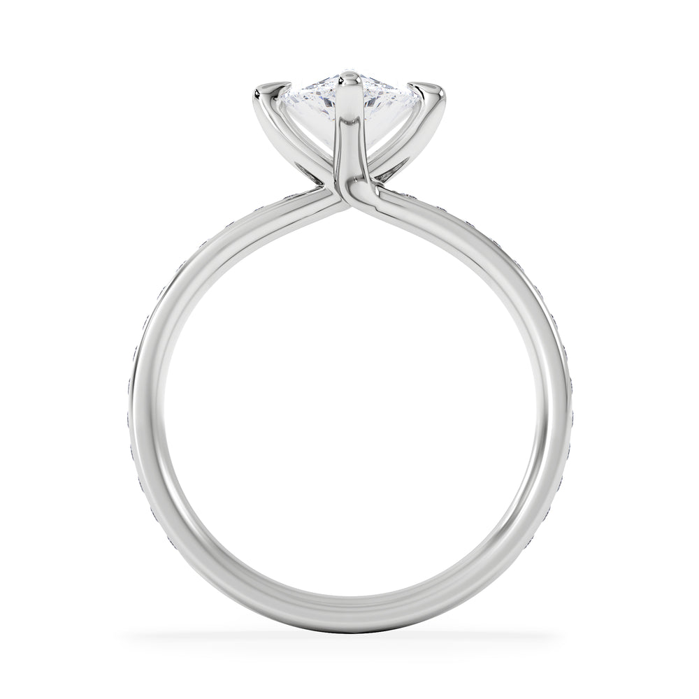 Origin Twist 2.00ct Pear Cut Lab Diamond Solitaire Engagement Ring with Side Stones in 18K White Gold