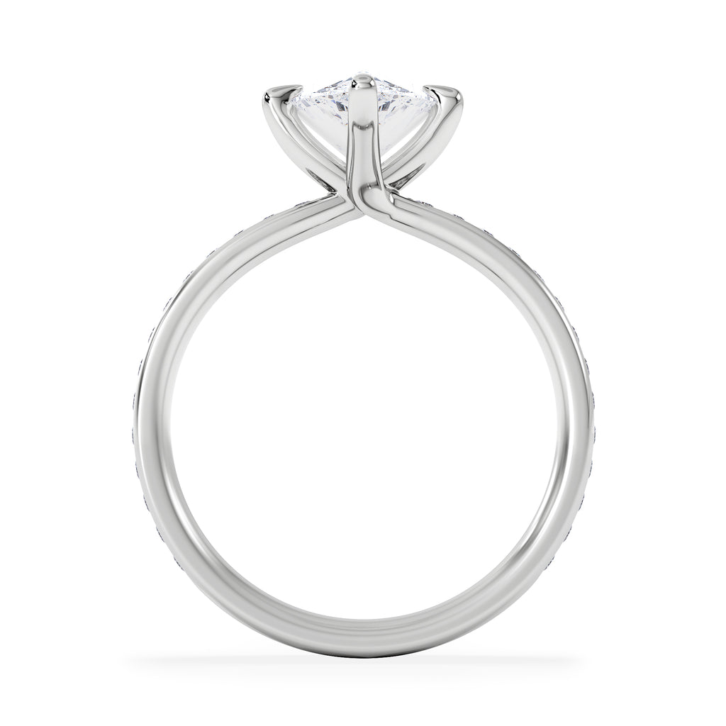 Origin Twist 2.00ct Pear Cut Lab Diamond Solitaire Engagement Ring with Side Stones in 18K White Gold