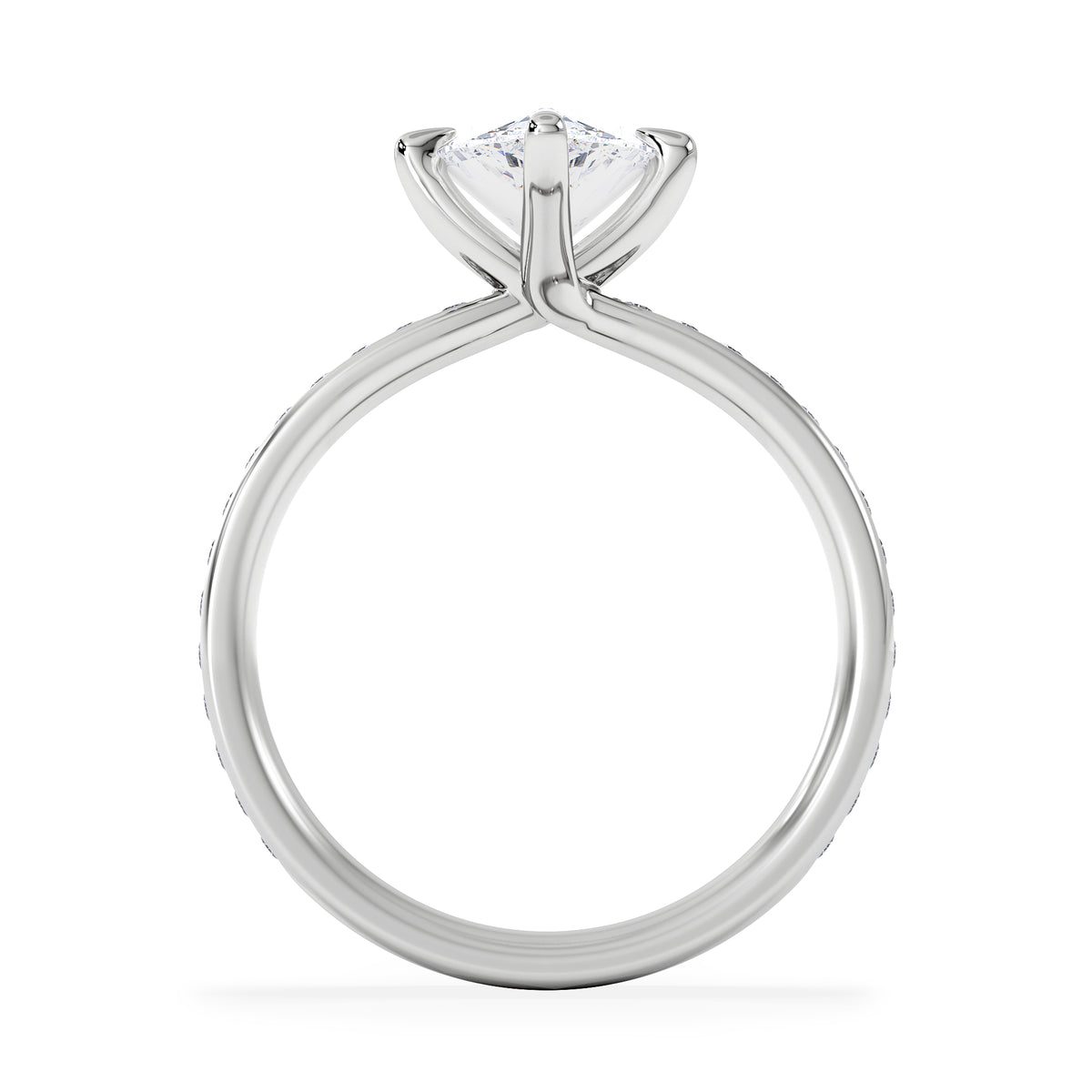 Origin Twist 2.00ct Pear Cut Lab Diamond Solitaire Engagement Ring with Side Stones in 18K White Gold