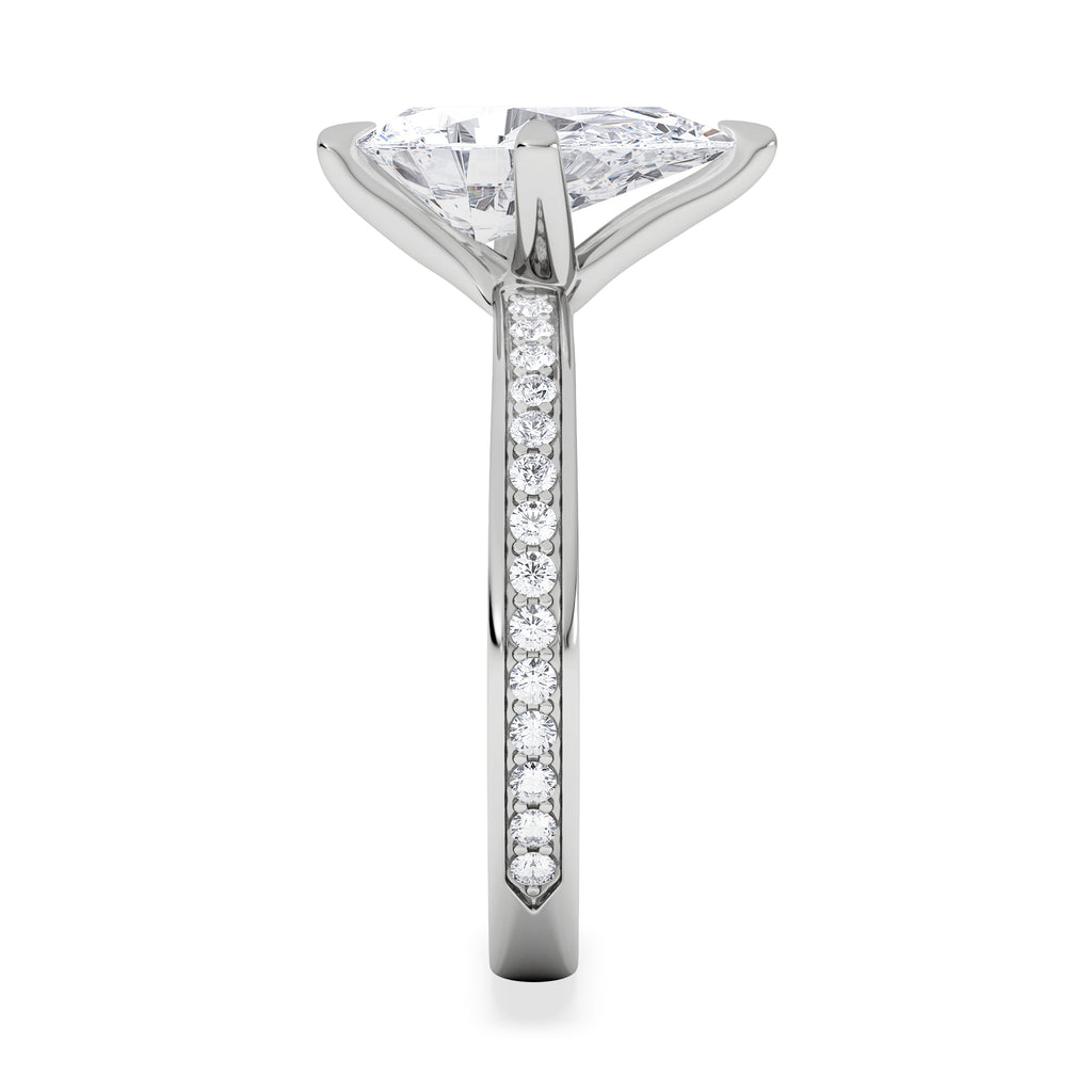 Origin Twist 2.00ct Pear Cut Lab Diamond Solitaire Engagement Ring with Side Stones in 18K White Gold