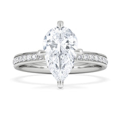 Origin Twist 2.00ct Pear Cut Lab Diamond Solitaire Engagement Ring with Side Stones in 18K White Gold
