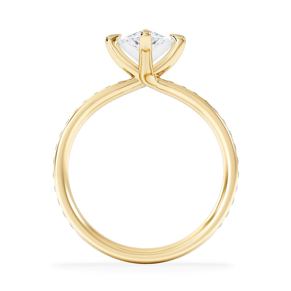 Origin Twist 2.00ct Pear Cut Lab Diamond Solitaire Engagement Ring with Side Stones in 18K Yellow Gold