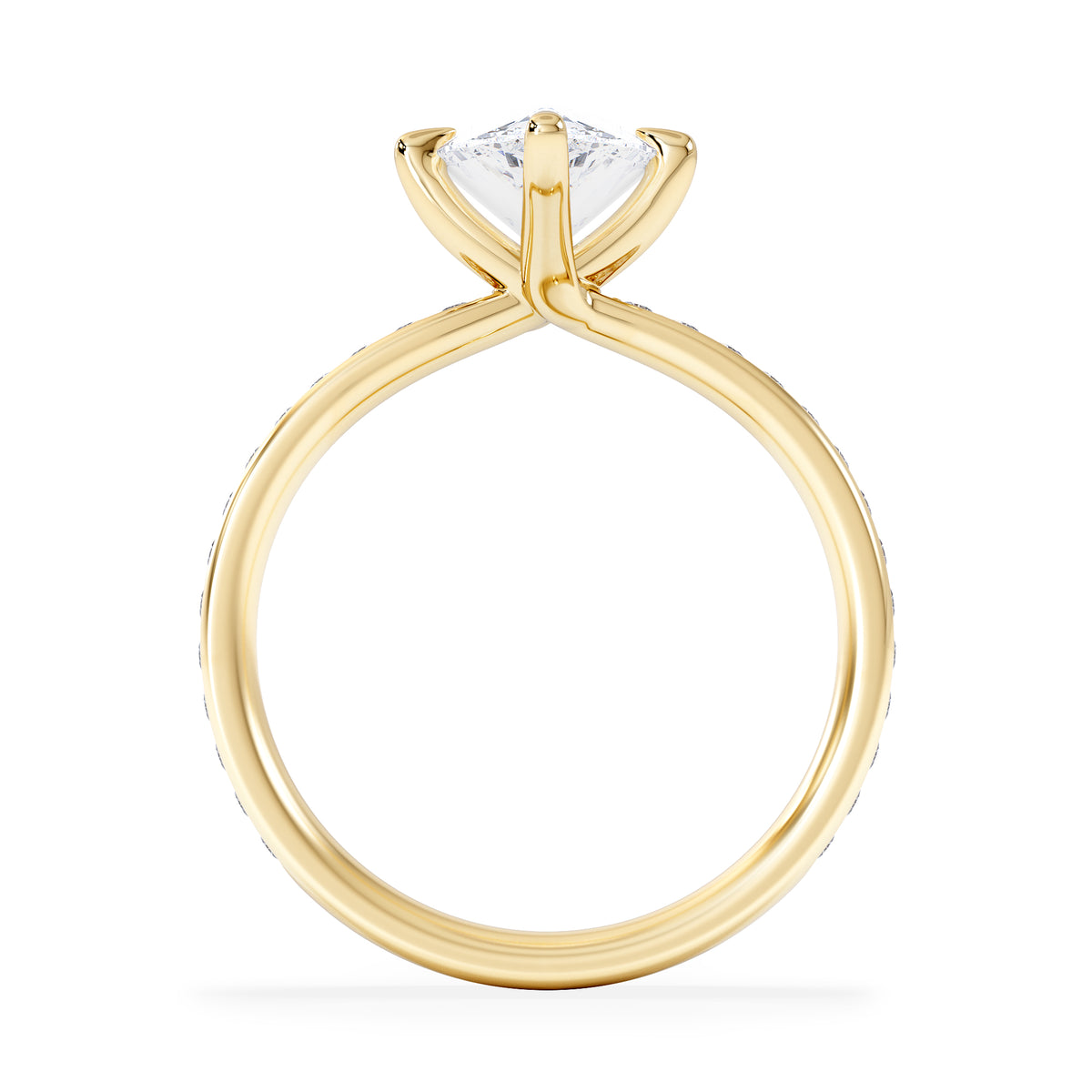 Origin Twist 2.00ct Pear Cut Lab Diamond Solitaire Engagement Ring with Side Stones in 18K Yellow Gold