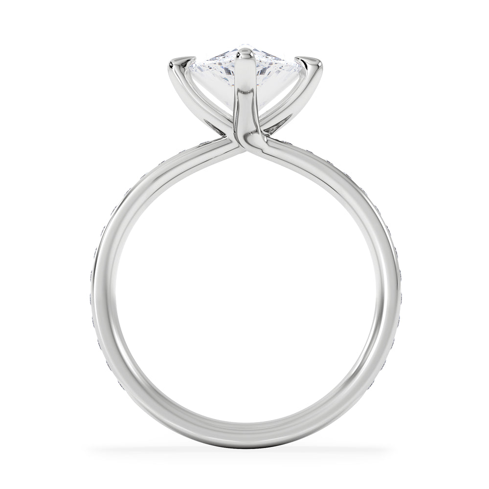 Origin Twist 3.00ct Pear Cut Lab Diamond Solitaire Engagement Ring with Side Stones in 18K White Gold