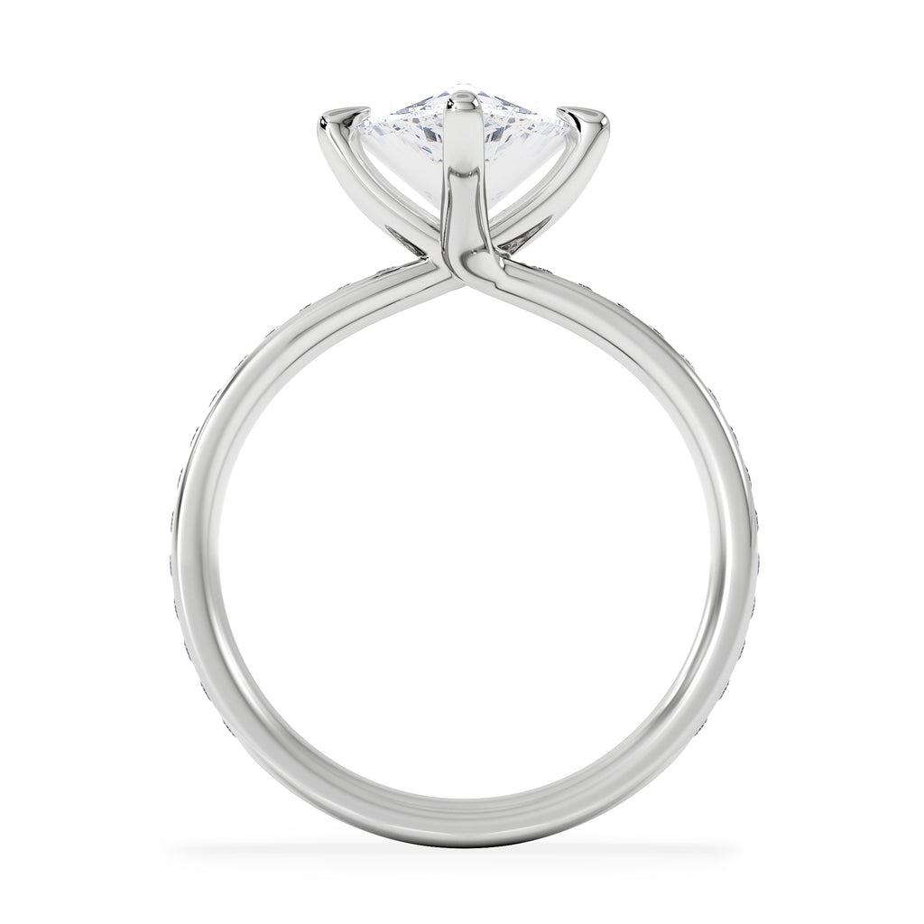 Origin Twist 3.00ct Pear Cut Lab Diamond Solitaire Engagement Ring with Side Stones in 18K White Gold