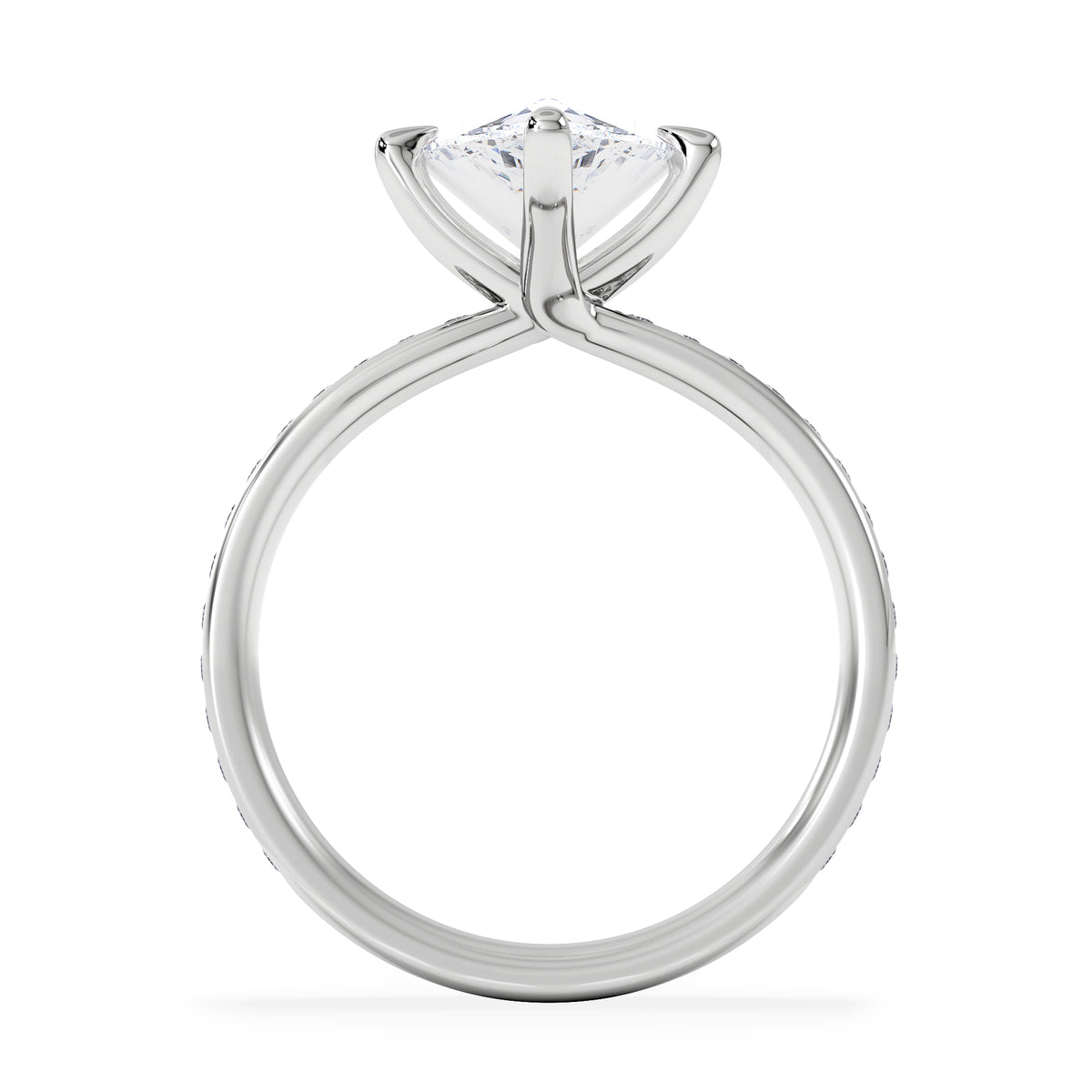 Origin Twist 3.00ct Pear Cut Lab Diamond Solitaire Engagement Ring with Side Stones in 18K White Gold