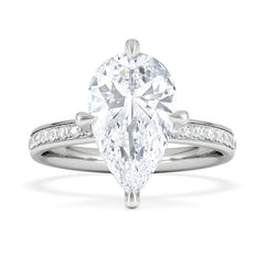 Origin Twist 3.00ct Pear Cut Lab Diamond Solitaire Engagement Ring with Side Stones in 18K White Gold